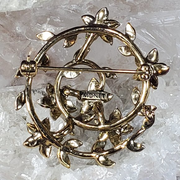 VERY PRETTY Vintage Monet Rhinestone Flower Spiral Brooch/Pin - Picture 4 of 6